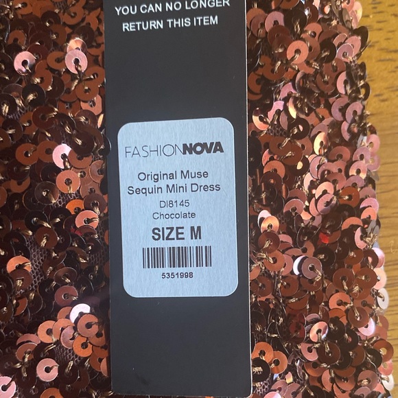 Chocolate, M size, sequin shirt above the knee, some stretch - Picture 1 of 4